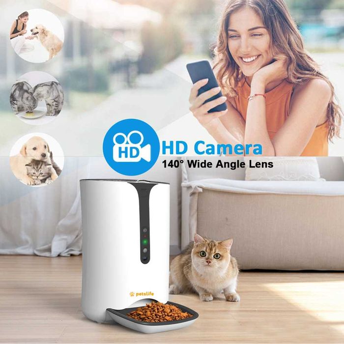 Hranitor Automat 6L pentru caini si pisici, SMART, camera VIDEO, WiFi