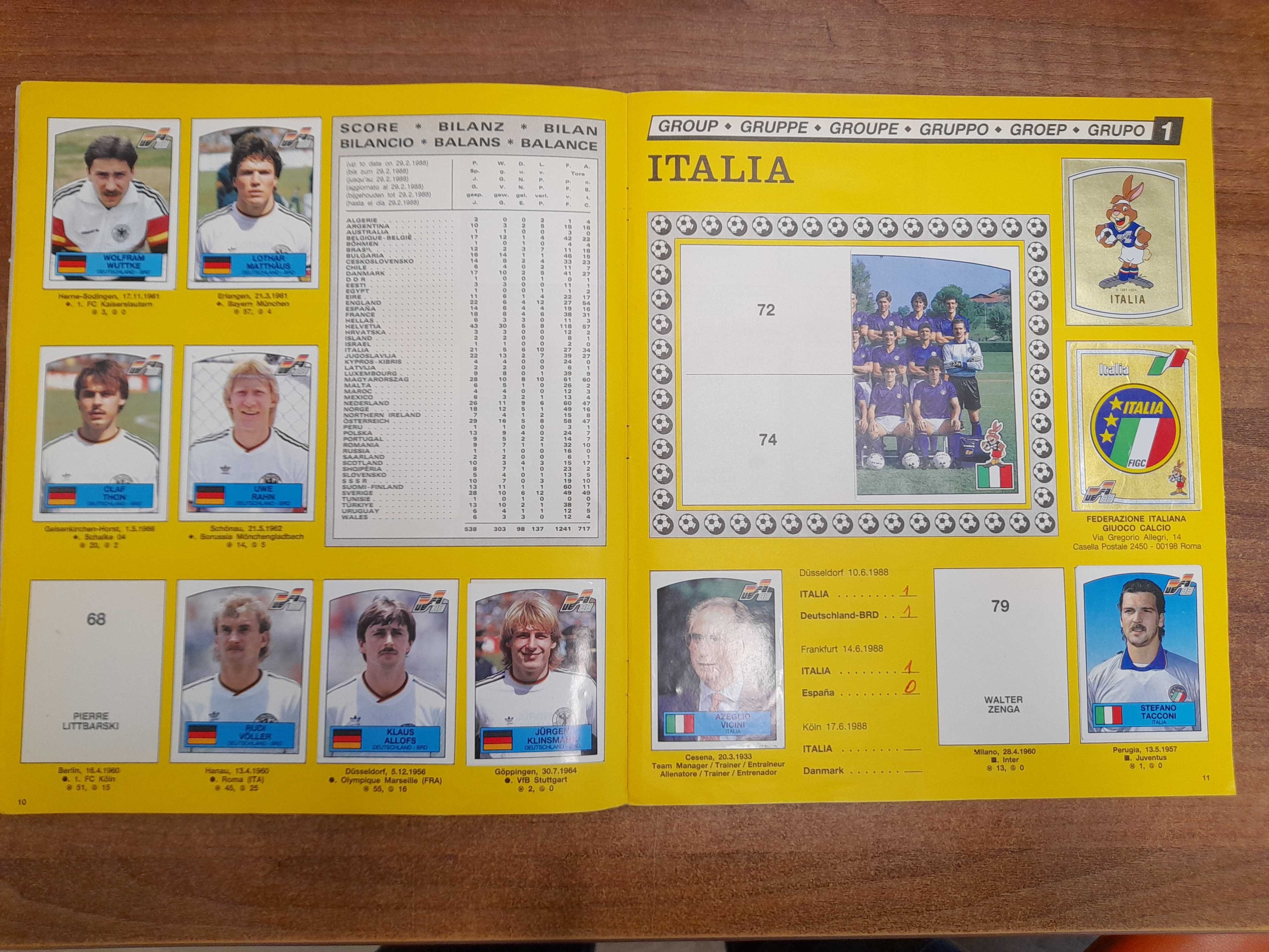 Album Panini CE 1988  Germany incomplet