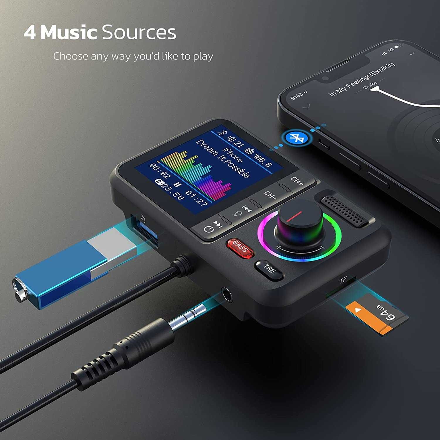 KM28 Bluetooth FM трансмитер тип"Nulaxy*