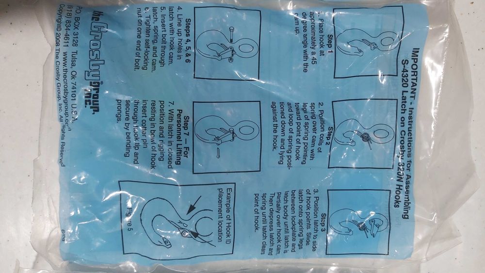 Kit siguranta carlig S-4320 Crosby,  3 modele, originale Made in SUA