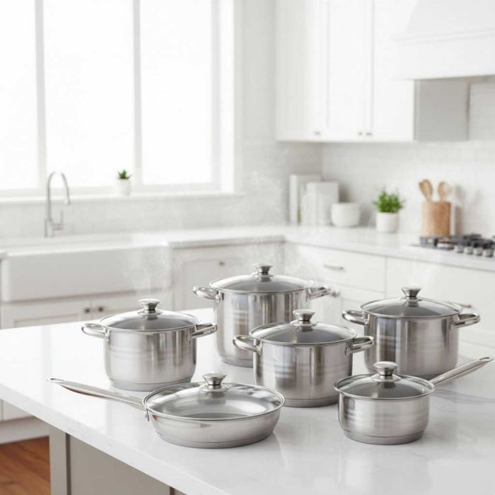 Комплект съдове от неръждаема стомана – 12 части