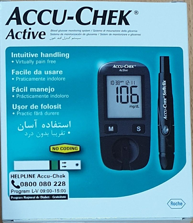 Glucometru Accu Chek USB. Aparat masurat glicemia. Include 10 teste.