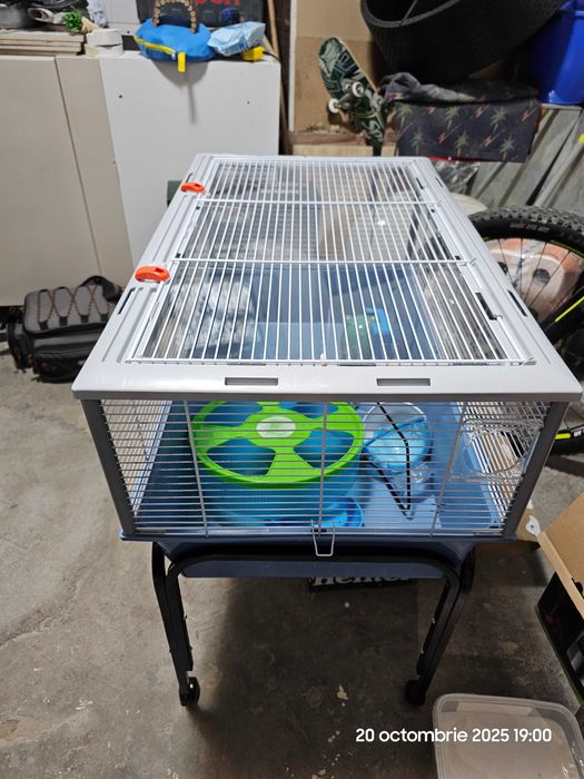 FERPLAST Cusca pentru hamsteri rozatoare Alb/Albastru, 78x48x39 cm