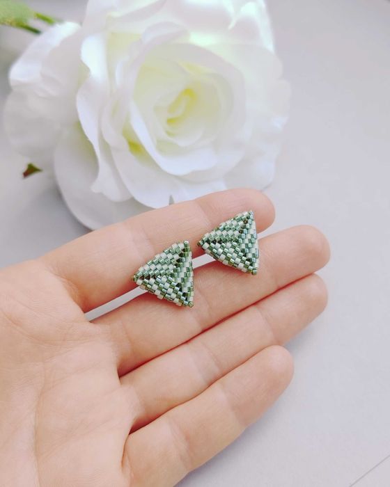 Ръчно изработени обеци - Сребро 925 / Стомана и Японски мъниста Миюки