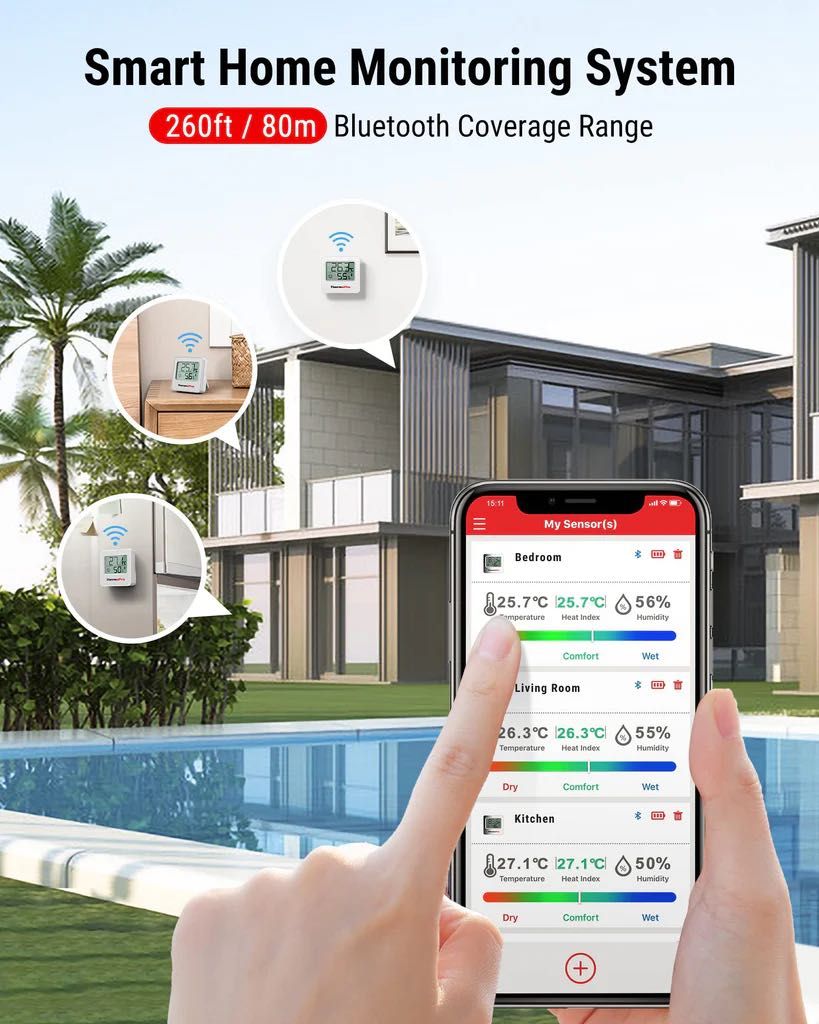 Комплект ThermoPro  – 3 безжични термометъра с Bluetooth и приложение