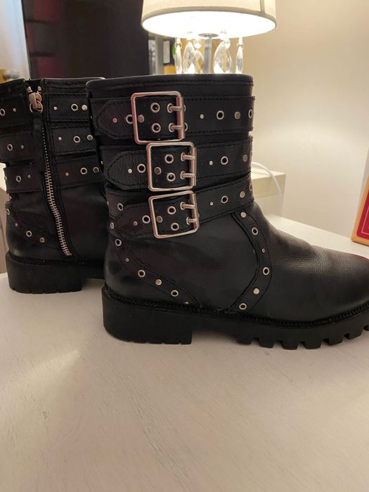 Bocanci biker Zara , piele naturală