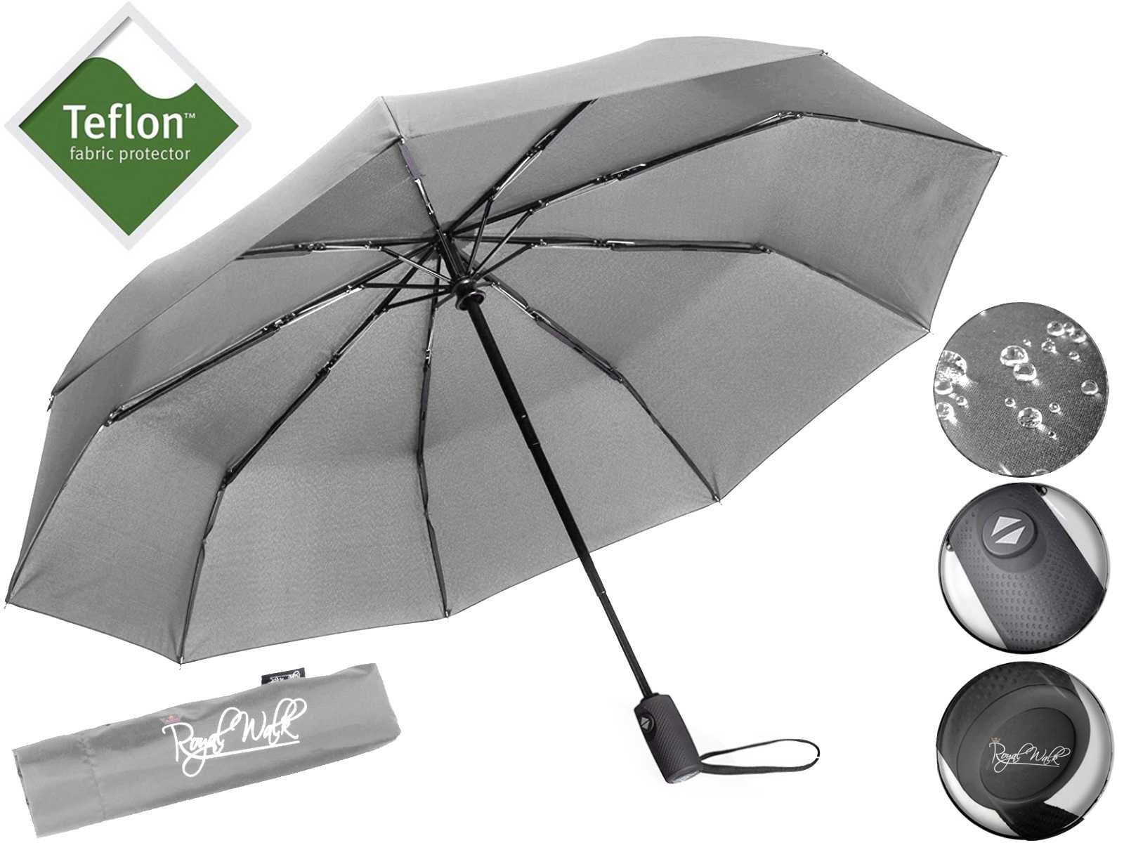 Umbrelă Pliabilă de Lux Deschidere/închidere Automată 102cm Gri