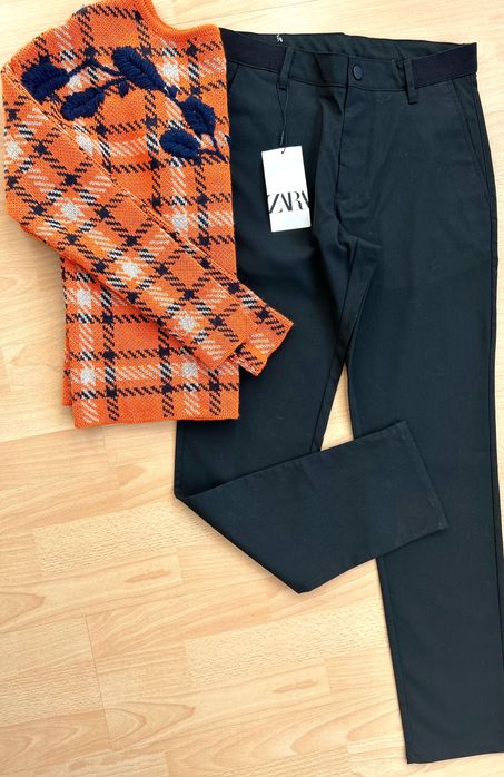 Zara нов черен панталон и Intrend MaxMara пуловер
