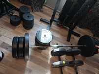 Set gantere+haltera+banca impins la piept 170 kg