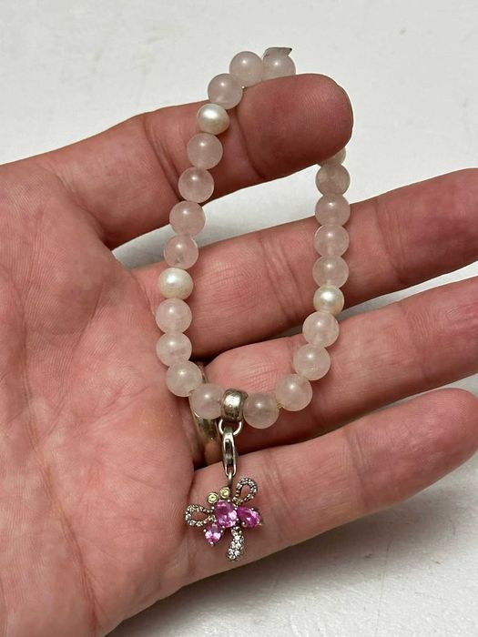 BRATARA elastica THOMAS SABO -Bile Quartz Roz +Perle +Charm argint 925