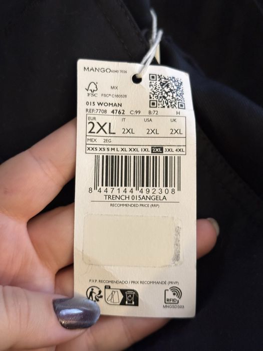Trenci Mango plus size 2XL