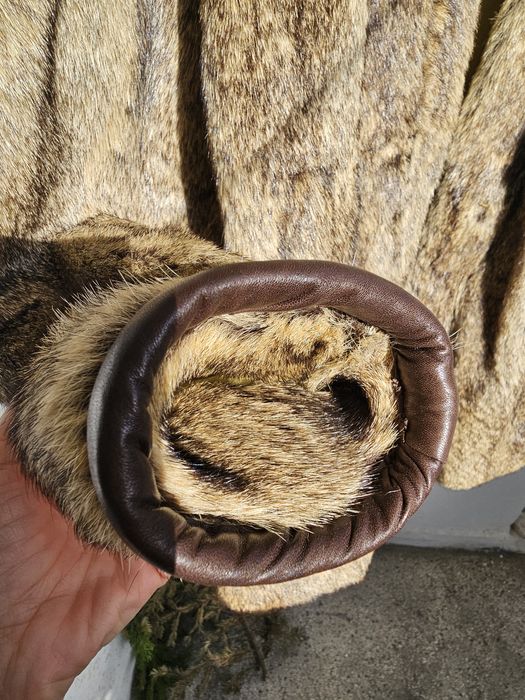 Кожено палто естествен косъм