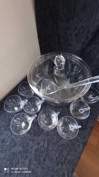Кристален комплект за пунш с 8 чаши