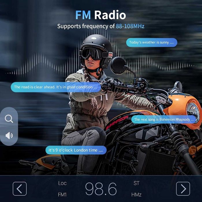 Нов интерком Fodsports M1-S AIR слушалки за 4 ездачи, до 1200 м...