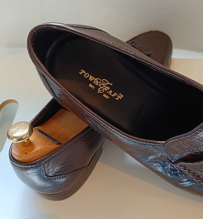 Pantofi loafer de lux 44.5 45 lucrati manual Towncraft NOI piele nat.