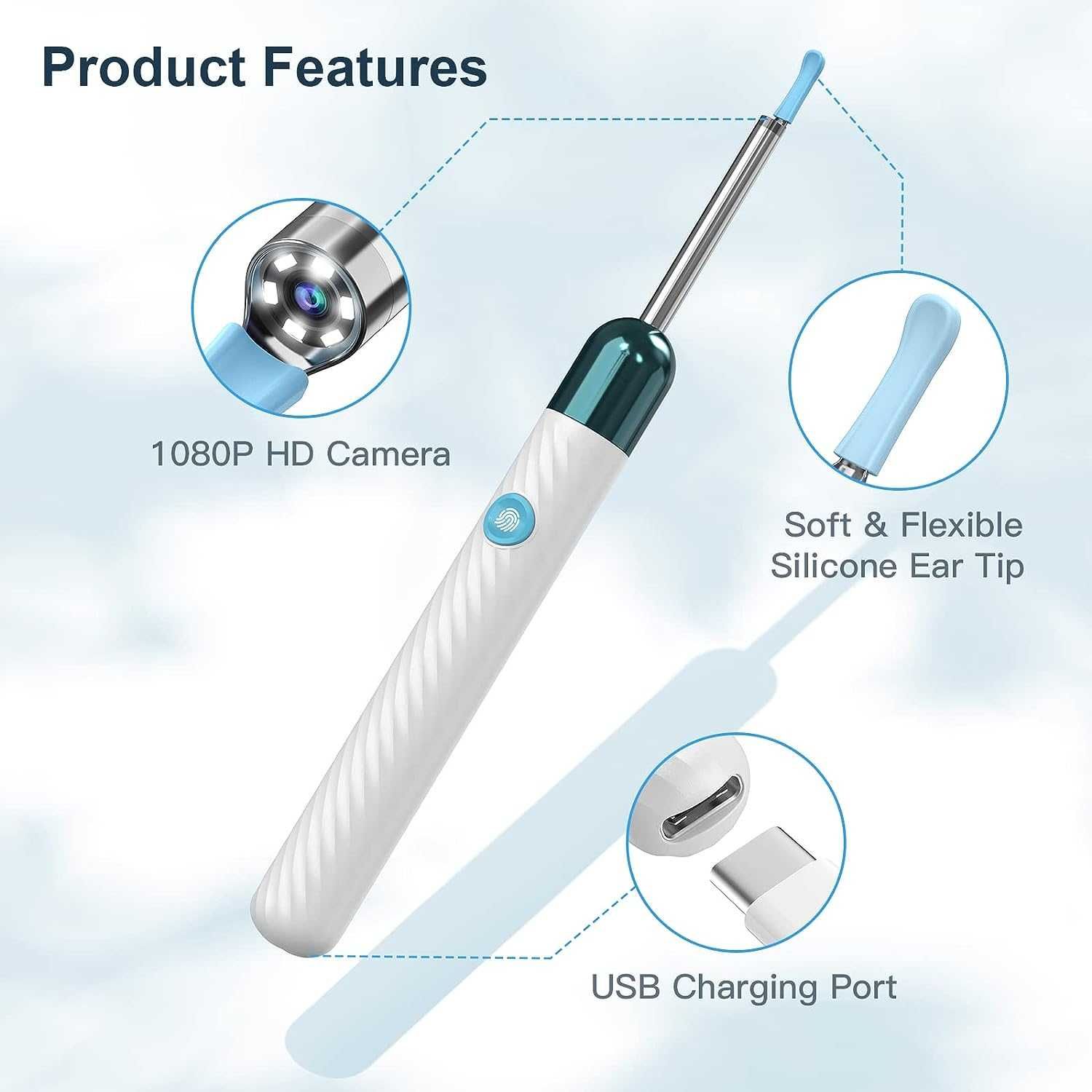 Ear cleaner WiFi отоскоп с контрол на приложението, 3,5 мм
