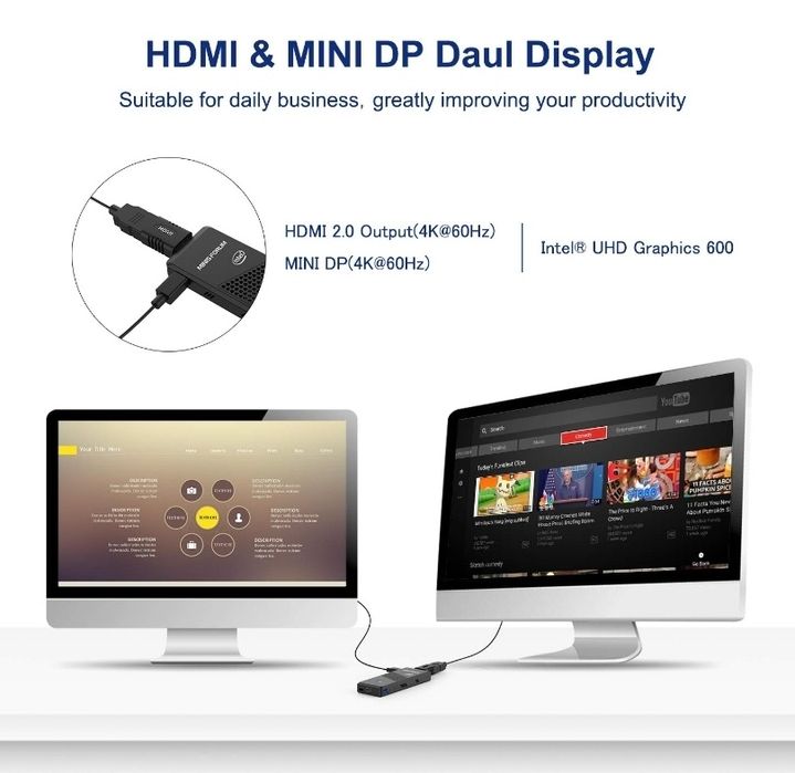 Супер мини PC компютър с Windows 10 pro, MINISFORUM S41 Celeron N4120