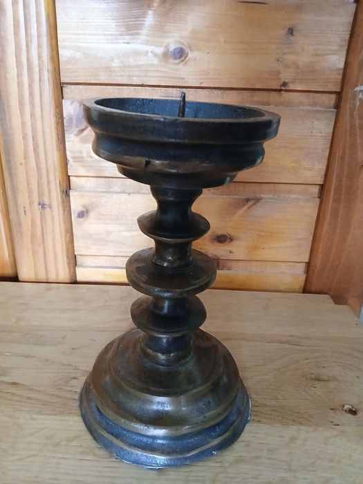 Suport de lumânare brutalist vintage 1960 bronz inaltime 20 cm 3.1 kg