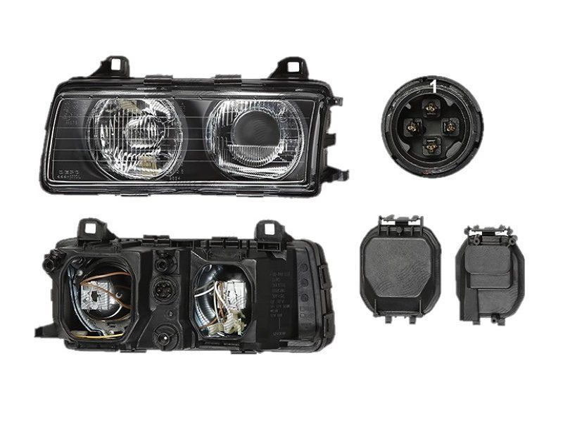 Far Bmw Seria 3 (E36), 1995-03.2000 (Fara Compact), fata, stanga/dreapta, lense; H1+H1+W5W; manual/electric; fara motoras, DEPO