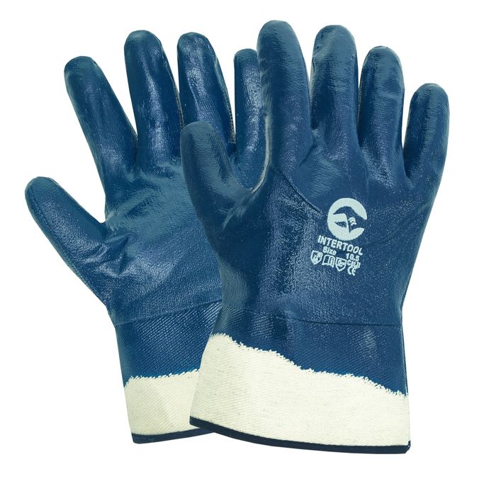 Перчатки нитриловые манжет крага полный облив. Размер 10,5