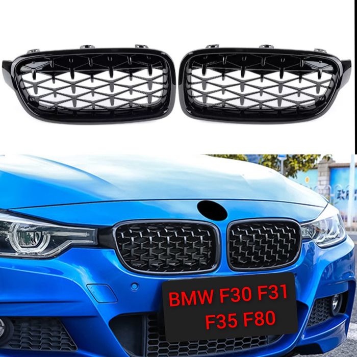 Grile Duble Diamond Bmw E90 E91 F30 F35 E60 F31 F35 Negru lucios