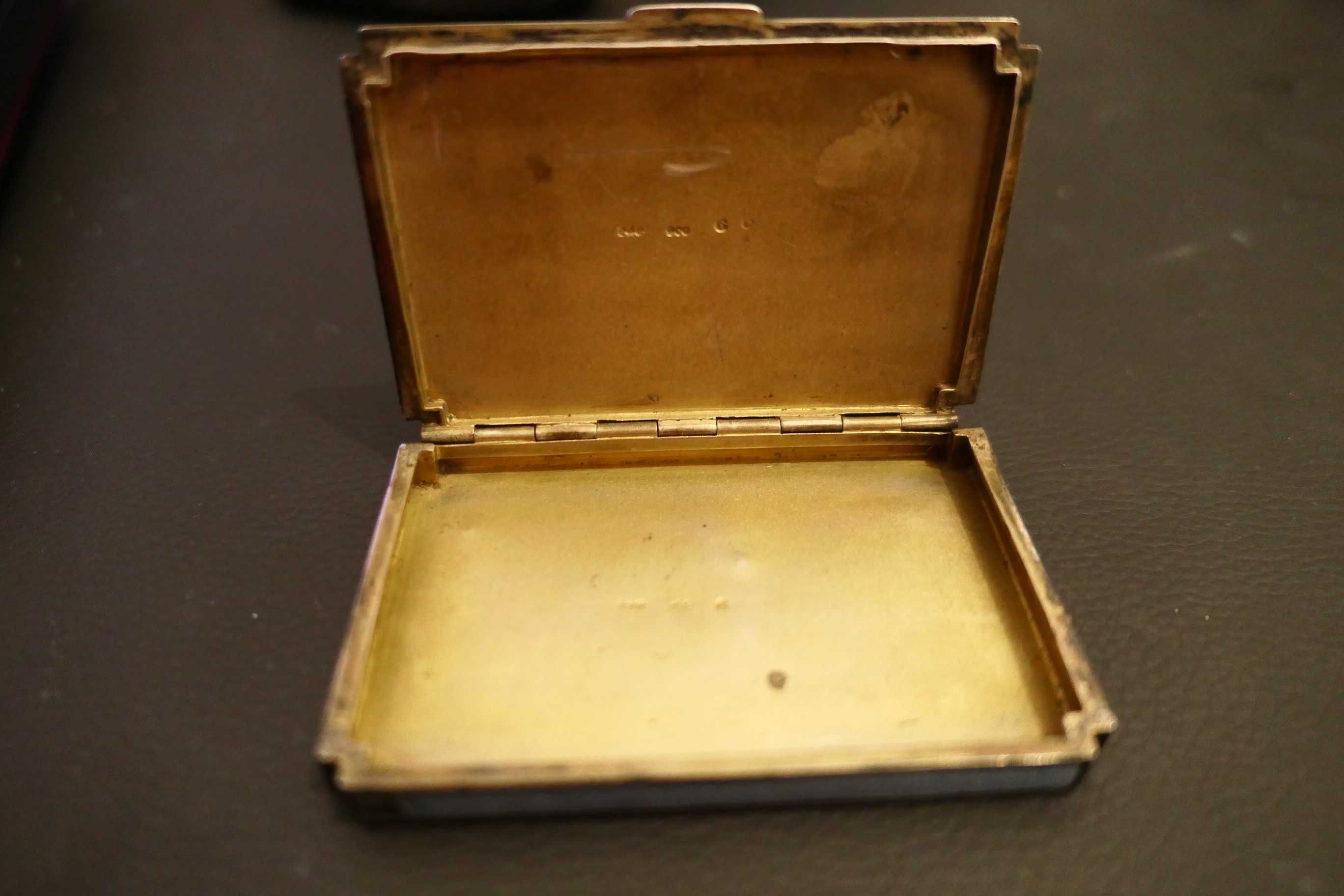 Tabachera emailata Argint Masiv 105 g Ag 8,4/5,7cm Vintage Art Deco