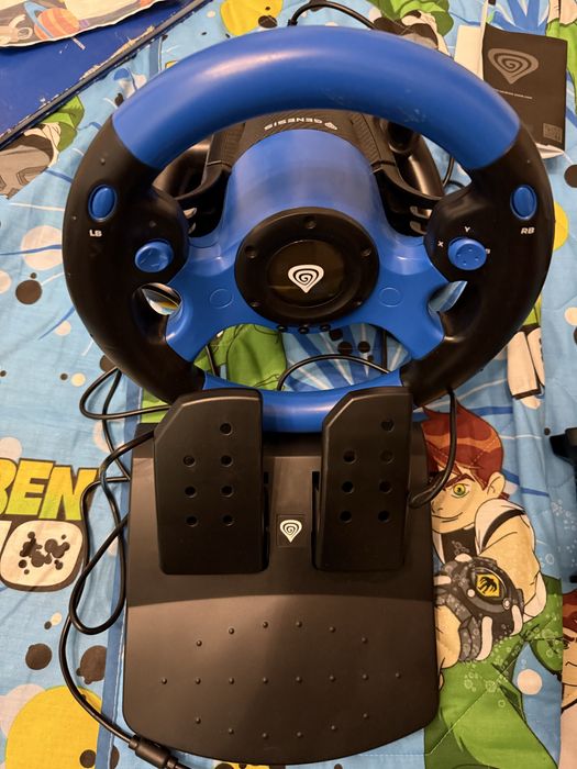 Волан с педали Genesis - Seaborg 350, черен/син, PC/Console