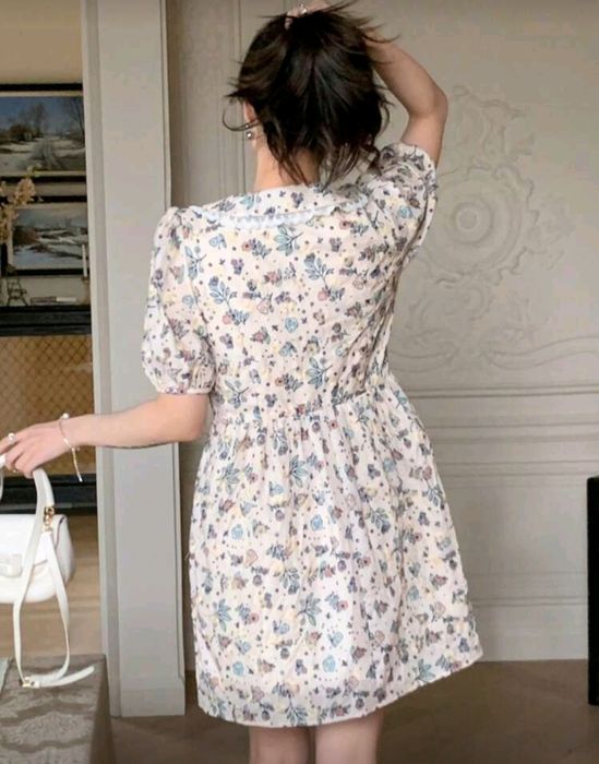 Dazy Designer Дамска рокля с яка,с флорални щампи