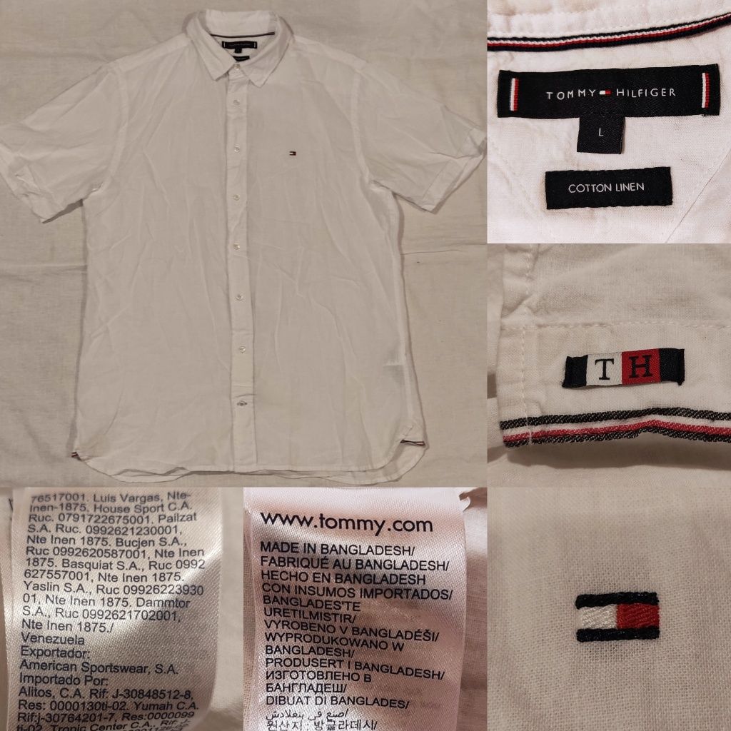 Cămașă Tommy Hilfiger mărime L barbat Cotton Linnen vara subțire