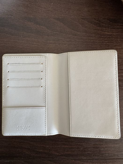 Goyard White Goyardine Canvas Passport Holder
