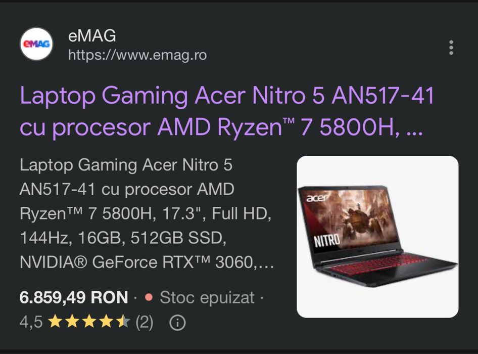 ASUS NITRO 5 ca nou.