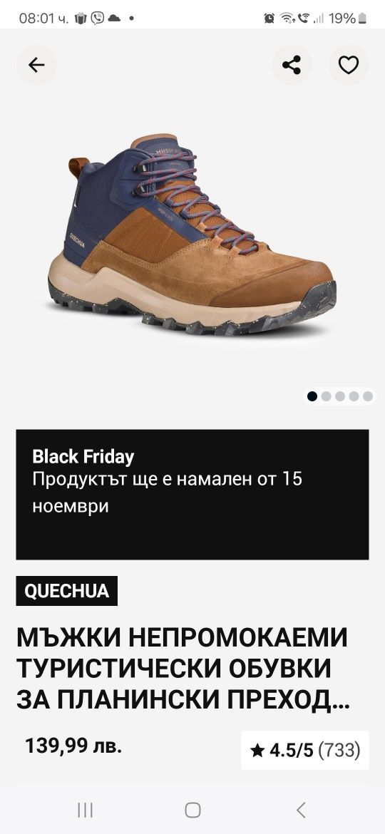 Мъжки непромокаеми туристически обувки за планински преходи Quechua