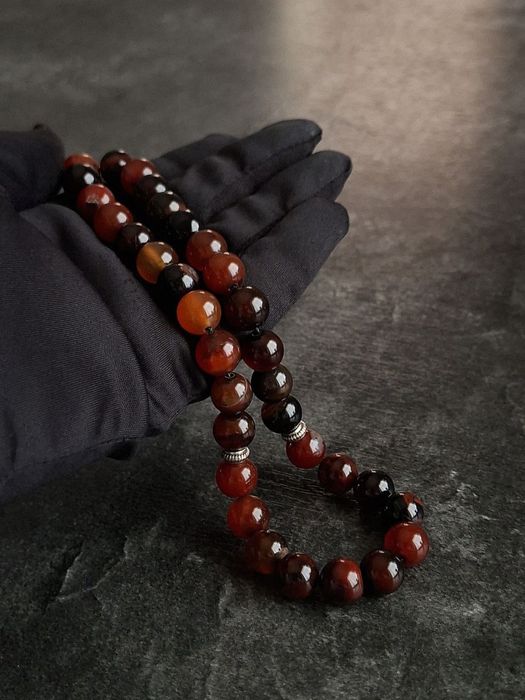 Премиальные чётки(тасбих) ручной работы из сердолика — 33 бусины