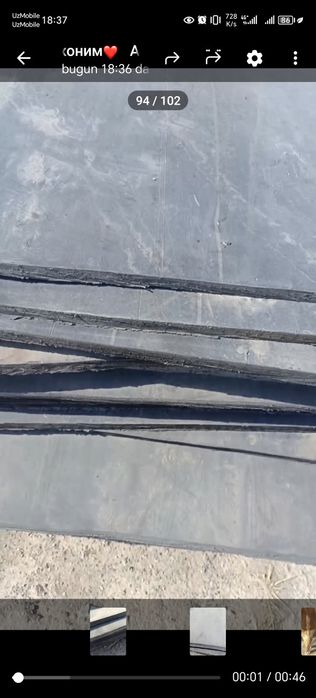 Mat rezina mol tagiga ichi trossli og'ir qalin razmeri 2000x1100