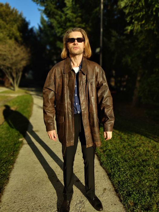 Geaca piele naturala vitel barbati Maro 2XL - XXL -3XL-4XL 56-58  NOUA