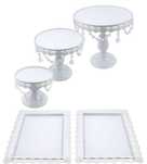 Set 5 suporturi prajituri Snowtaros, stil vintage, metal, alb