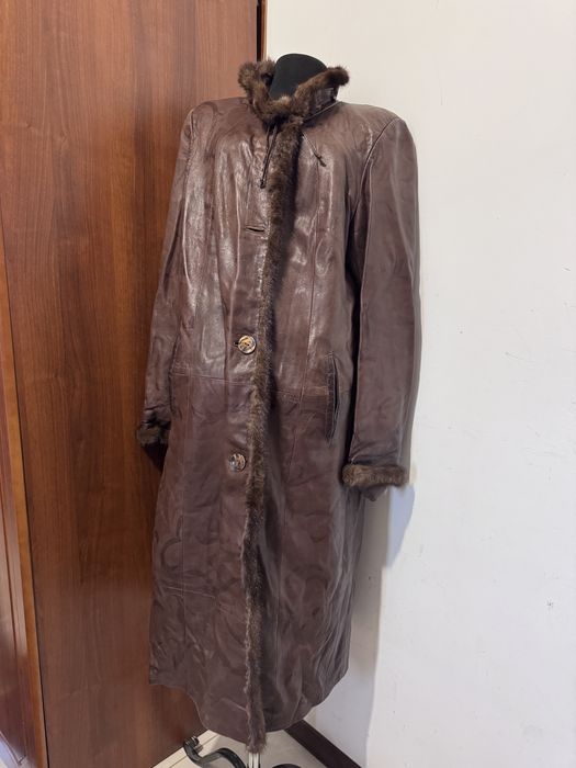 Кожаный плащ из 100% кожи и норки р 52