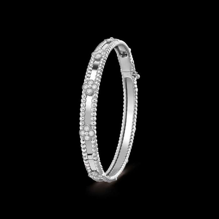 Van Cleef & Arpels VCA Silver Diamond Sweet Perlée Дамска Гривна