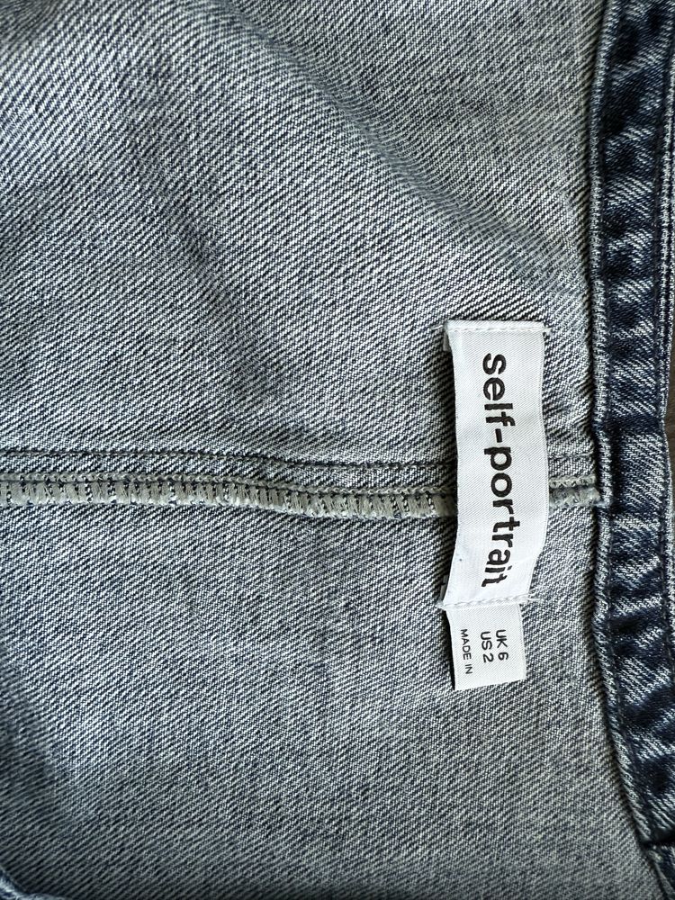 self-portrait short-sleeve denim dress