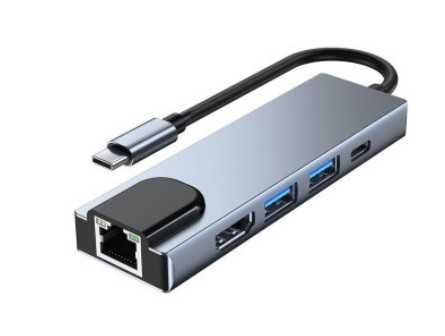 Hub Tech-Protect 5-in-1 V3, 2x USB 3.0, 1x USB-C, 1x HDMI, 1x LAN