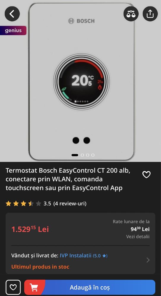 Termostat Smart Bosch EasyControl CT 200 WLAN touchscreen