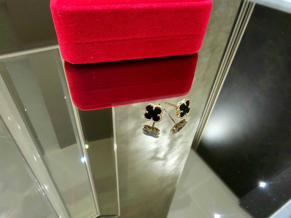Van Cleef & Arpels VCA Gold Black Sweet Alhambra Clover Дамски Обеци