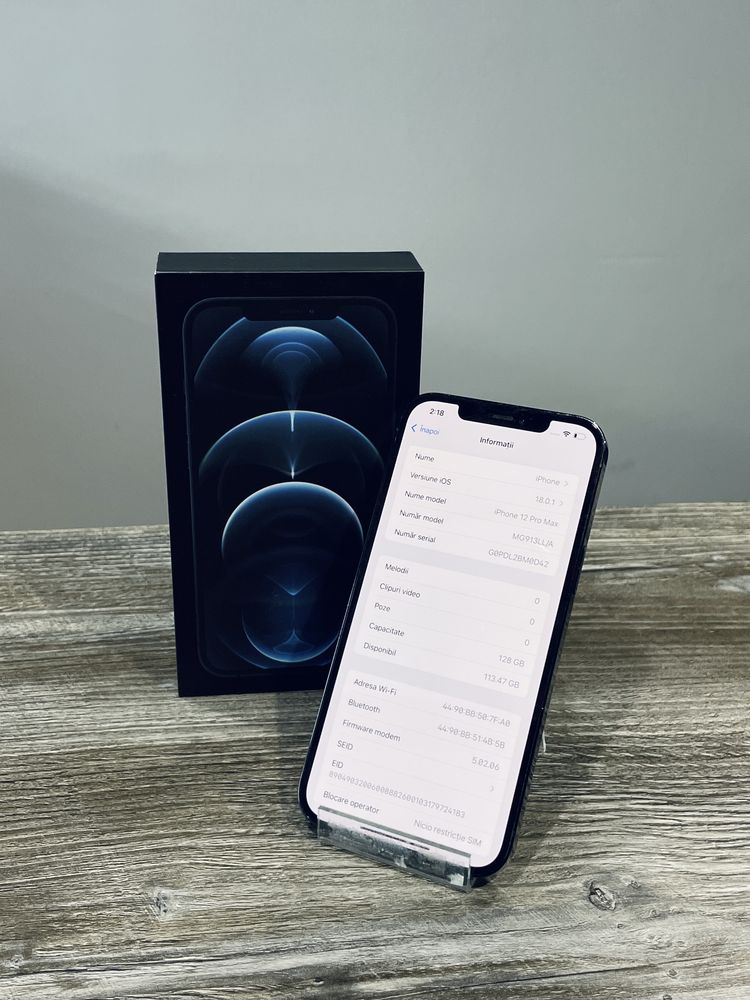 iPhone 12 Pro Max Pacific Blue, 128GB, Baterie 84%