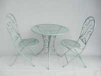 set masa si scaune de gradina, 2 scaune si o masa, fier forjat, verde