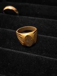 Позлатен пръстен с долар 18K 750