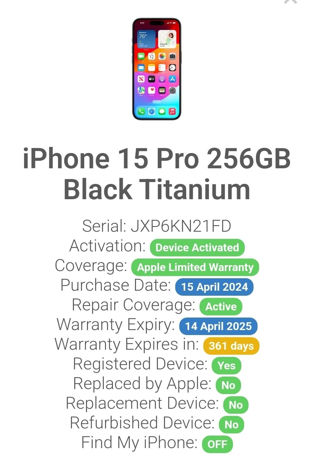iphone 15 Pro 256GB NOU garanție 12 luni