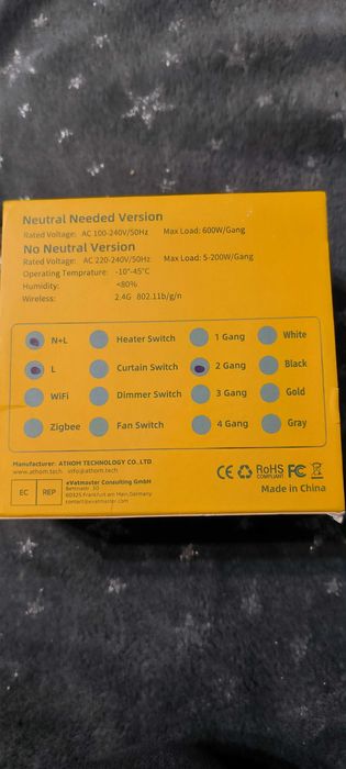 Intrerupator smart inteligent compatibil Apple Homekit, doua butoane