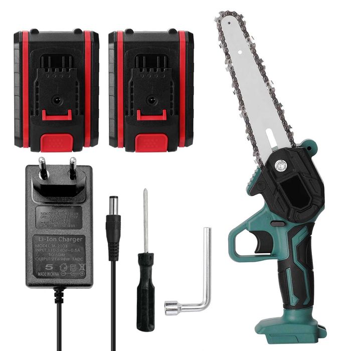 Mini fierastrau electric mini drujba cu lant pe acumulator 2 baterii