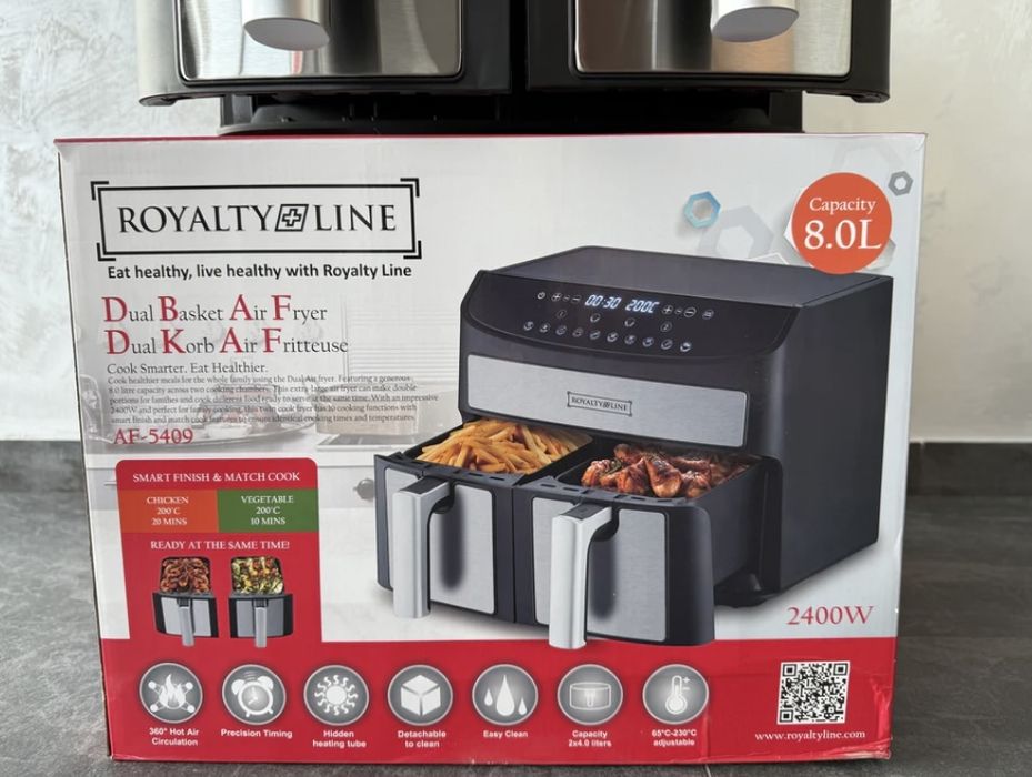 Въздушен фритюрник Royalty Line с 2 камери – 8 л