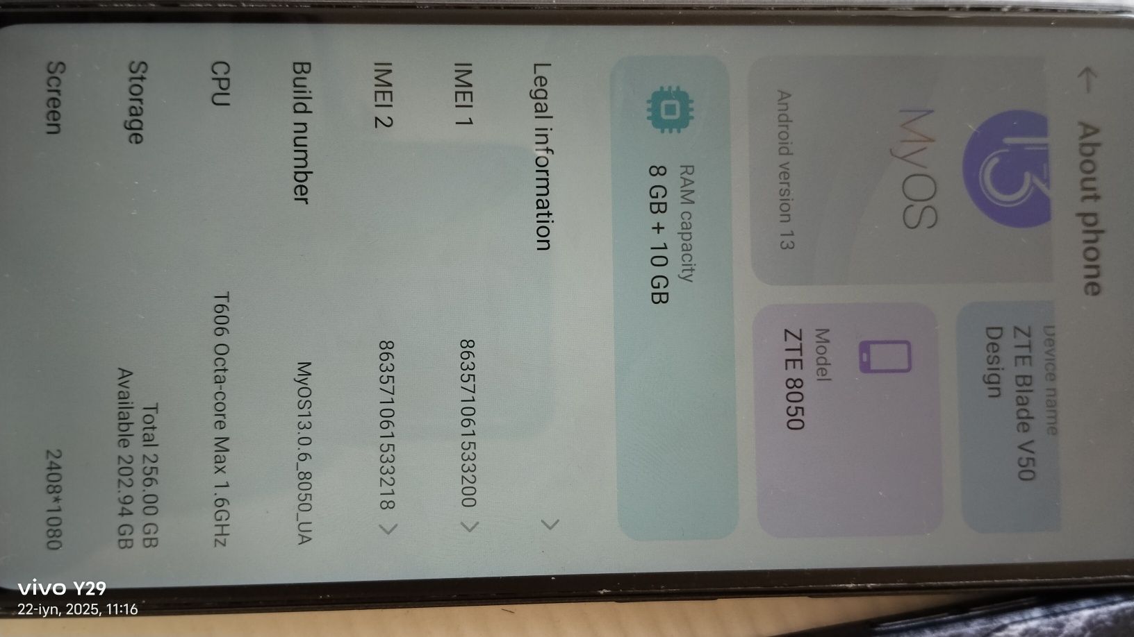 ZTE Blade V50 Design (8050) — 8/256 GB — Ishonchli holatda